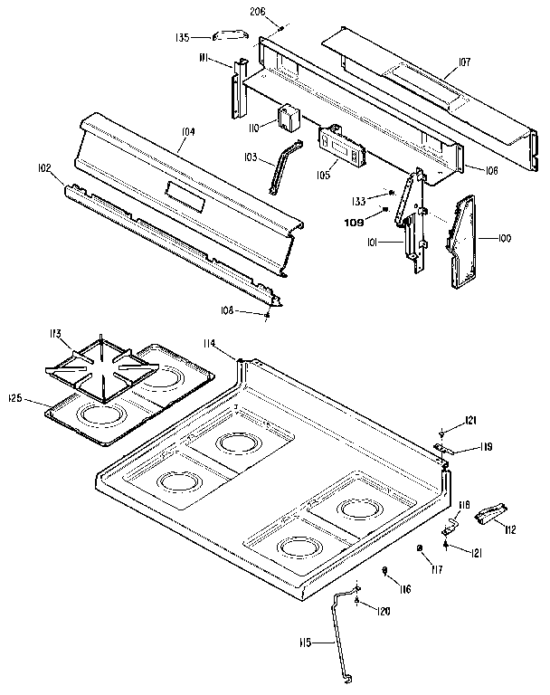 Kenmore 3637171892 main top section diagram