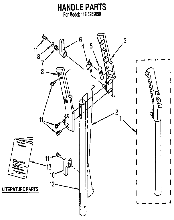 Kenmore 1163259590 handle diagram