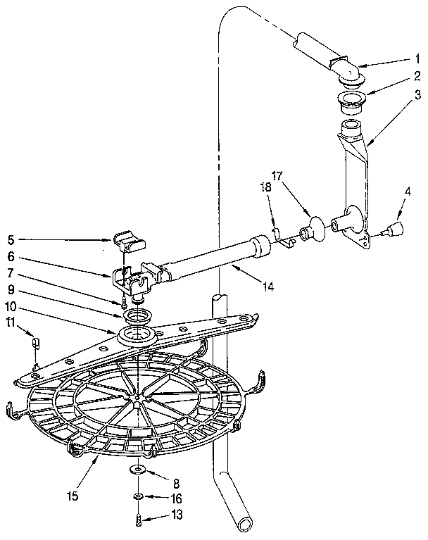 KitchenAid KUDI22HWWH1 upper wash and rinse diagram