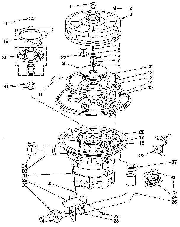 KitchenAid KUDS22HT0 pump and motor diagram