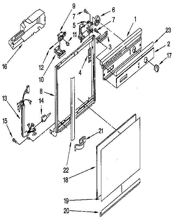 Whirlpool DU8500XX2 frame and console diagram