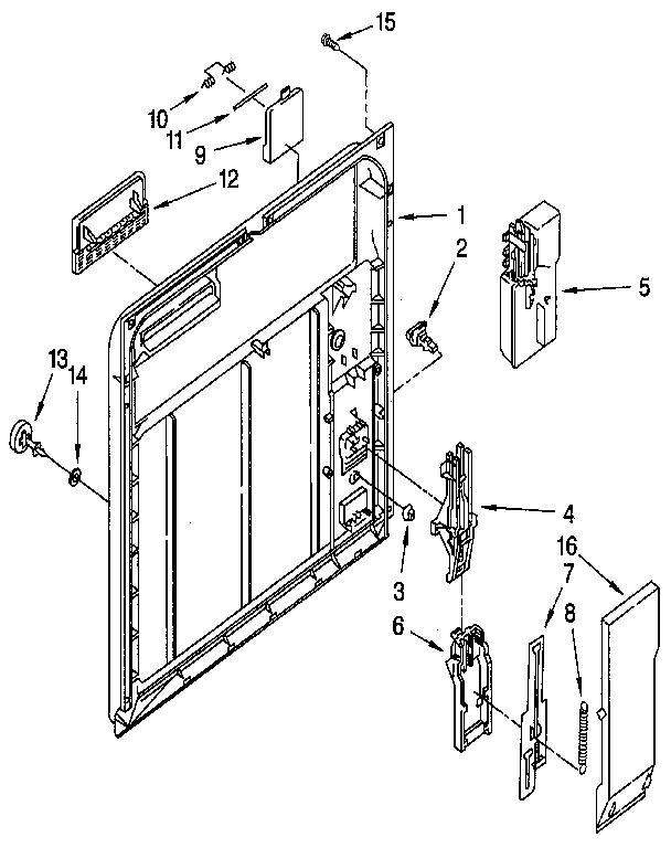 Whirlpool DU8500XX2 inner door diagram