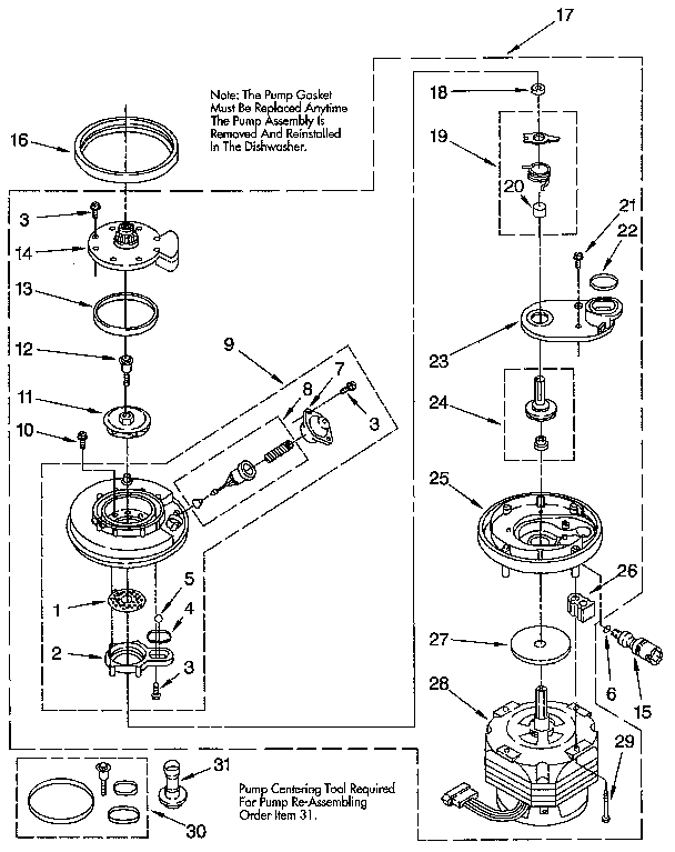Whirlpool DU8500XX2 pump and motor diagram