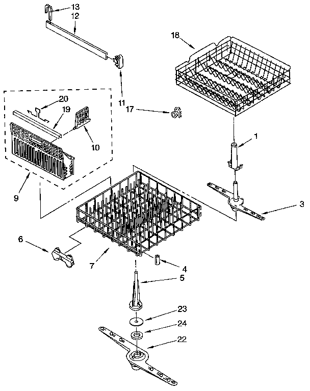 Whirlpool DU8500XX2 dishrack diagram