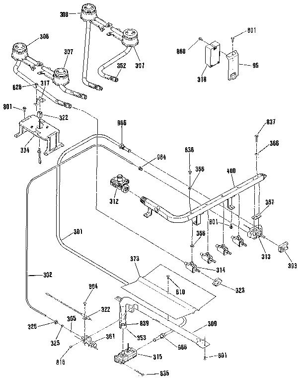 Kenmore 9113632090 burner section diagram