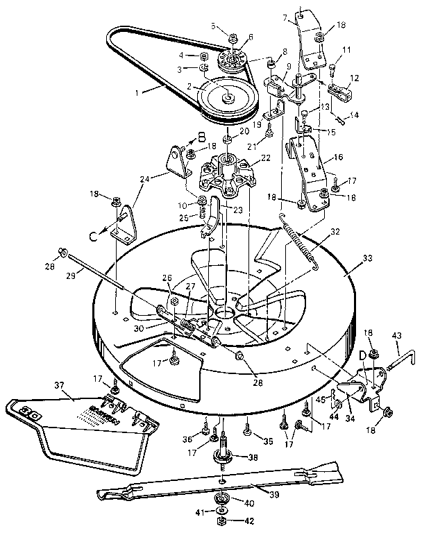 Craftsman 502254141 blade housing bottom half diagram