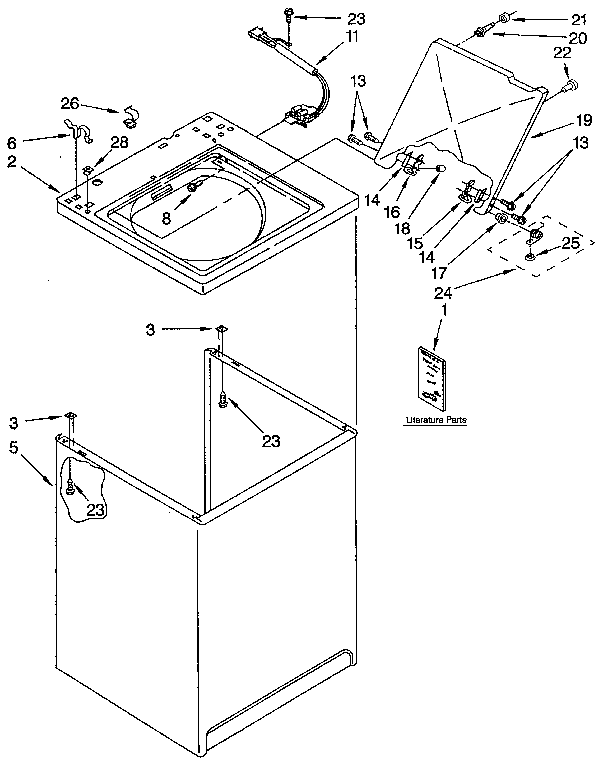 Kenmore 11092275600 top and cabinet diagram