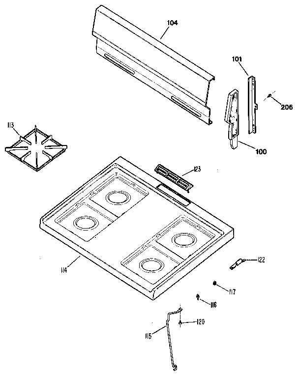 Kenmore 3627122890 main top section diagram