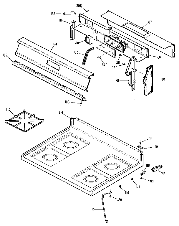 Kenmore 3627132190 main top section diagram