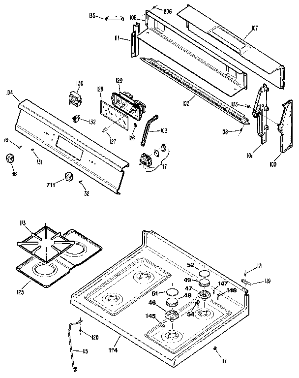 Kenmore 3627352590 main top section diagram