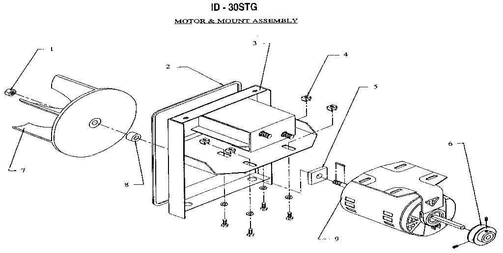 International Dryer ID-30STG motor & mount assembly diagram