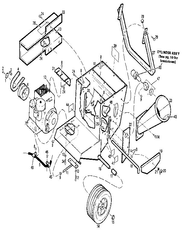 WW Grinder 79787 main frame assembly diagram
