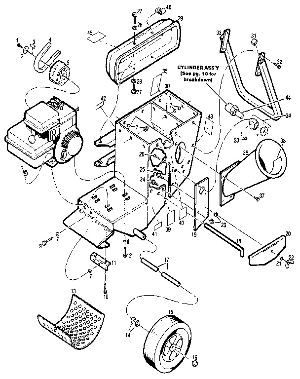WW Grinder 79786 main frame assembly diagram