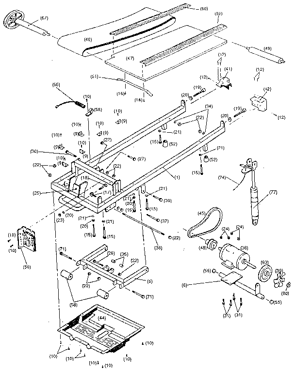 Lifestyler 29770 frame and walking belt assembly diagram