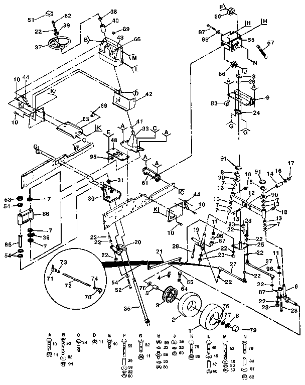 Craftsman 9172559102 steering assembly diagram