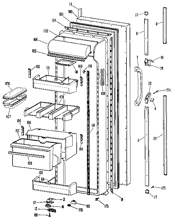 Kenmore 3639527721 fresh food door diagram