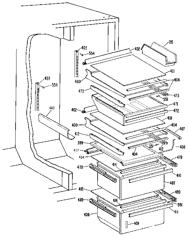 Kenmore 3639527721 fresh food section diagram