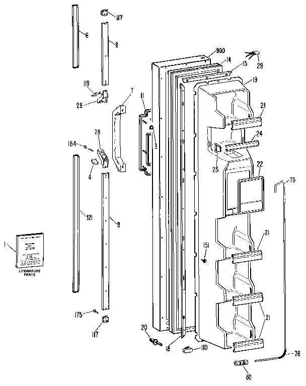 Kenmore 3639562710 freezer door diagram