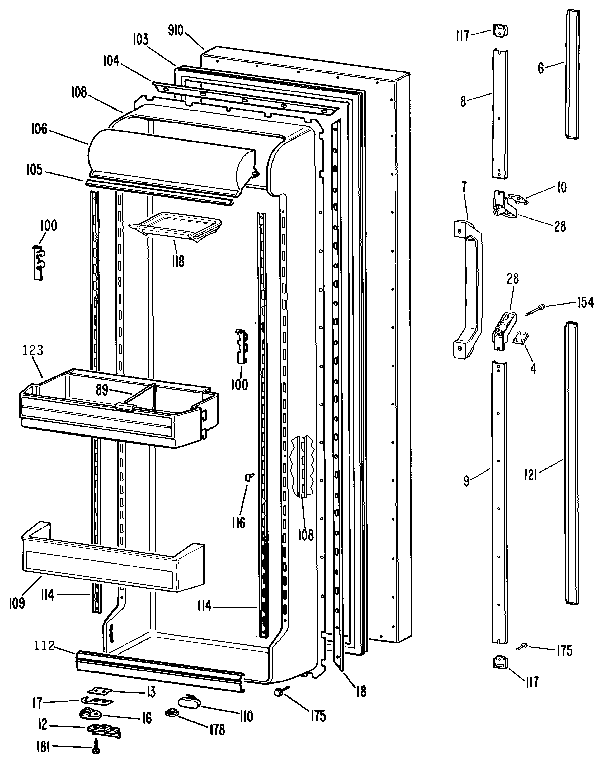Kenmore 3639562710 fresh food door diagram