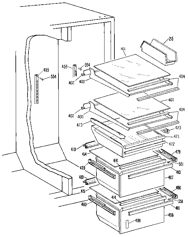 Kenmore 3639562710 fresh food section diagram