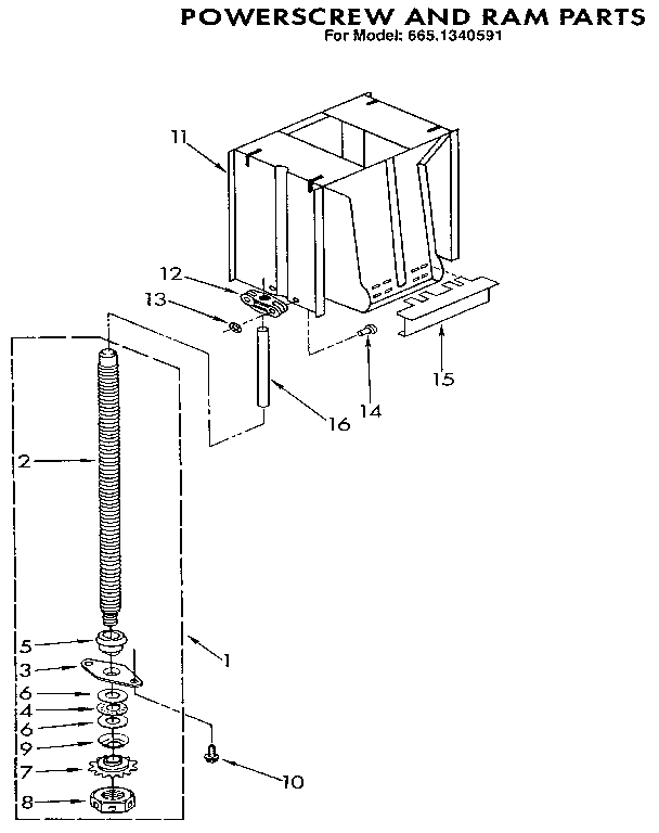 Kenmore 6651340591 powerscrew and ram diagram