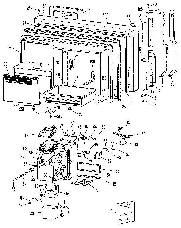 GE TBX25RNRLWH freezer door diagram