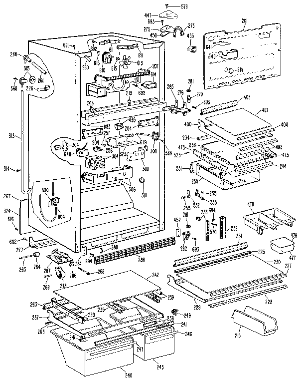 GE TBX25RNRLWH cabinet diagram