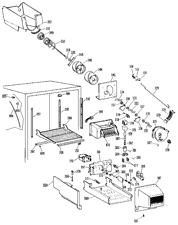 GE TBX25RNMLAD ice bucket assembly diagram