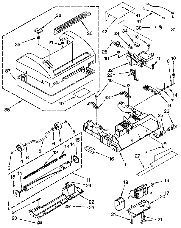 Kenmore 1163088290C nozzle and motor diagram