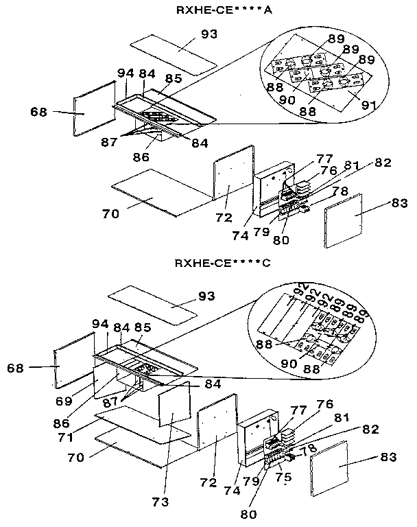 Rheem (RXHE-CE040YA) functional replacement parts diagram