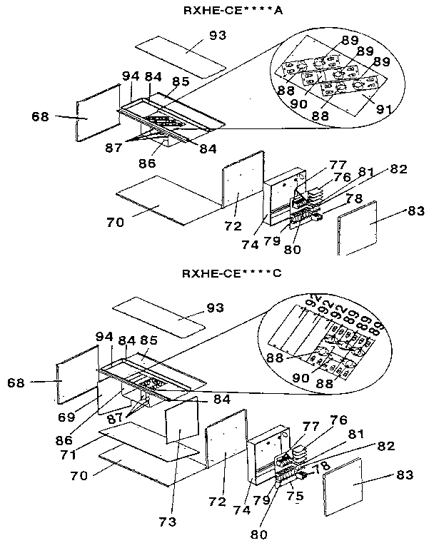 Rheem (RXHE-CE040CC) functional replacement parts diagram