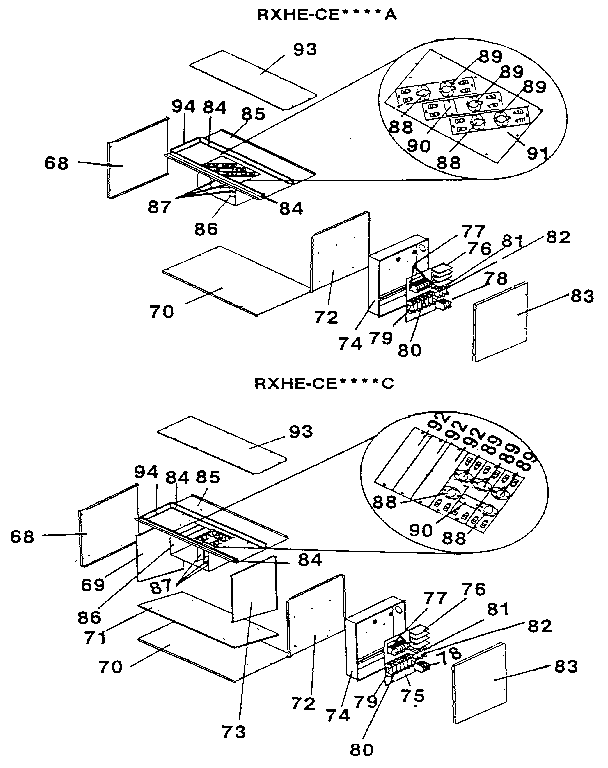 Rheem (RXHE-CE040CA) functional replacement parts diagram