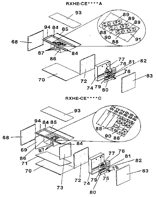 Rheem (RXHE-CE020YC) functional replacement parts diagram
