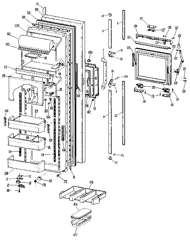 Kenmore 3639527851 fresh food door diagram