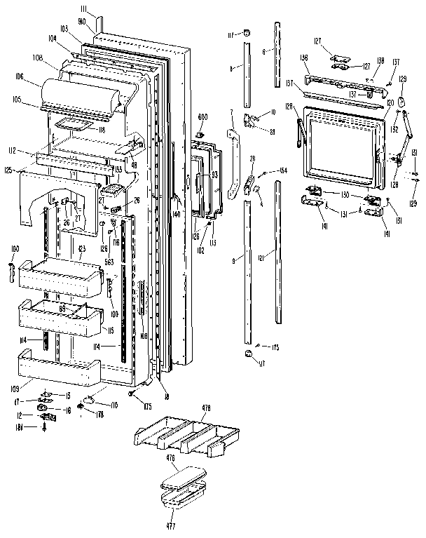 Kenmore 3639527821 fresh food door diagram