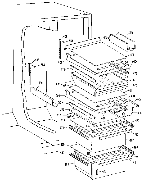 Kenmore 3639527751 fresh food section diagram
