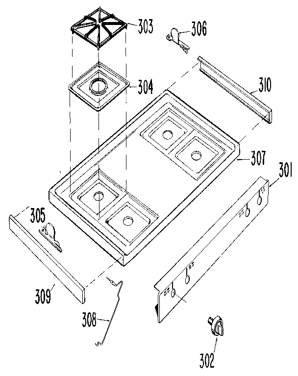 GE JGBP28GEL2 cooktop diagram