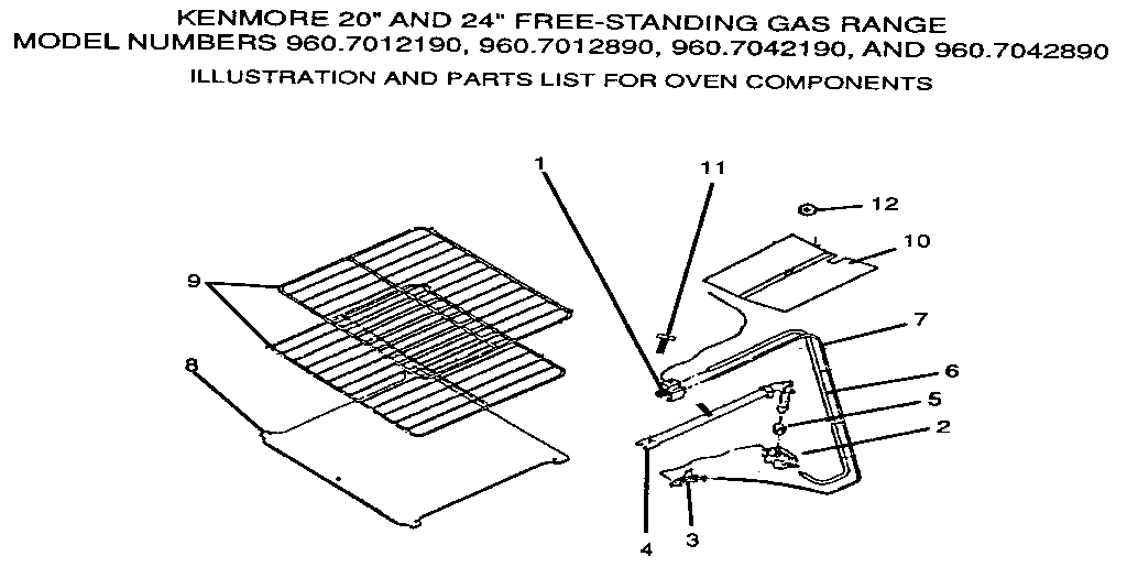 Kenmore 9607012890 oven components diagram