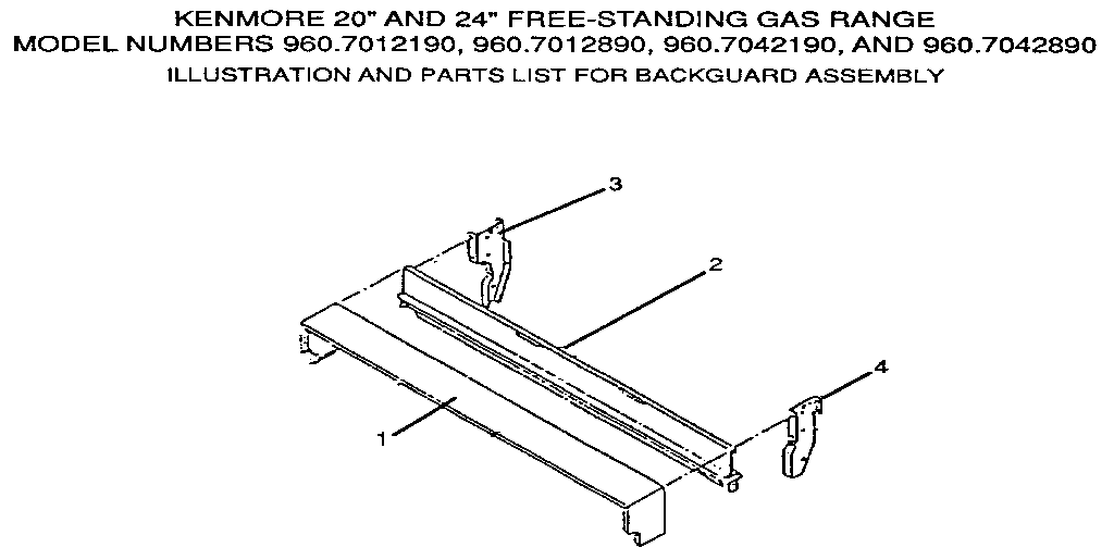 Kenmore 9607012890 backguard assembly diagram