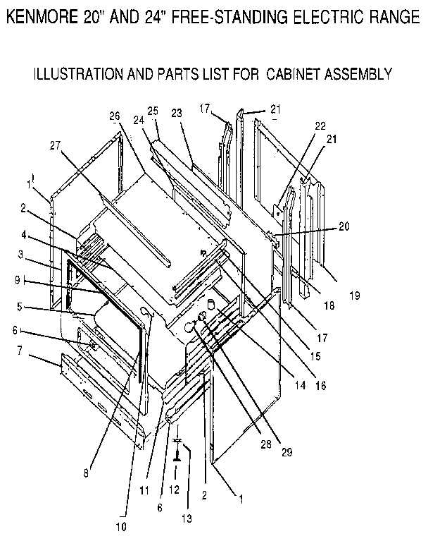 Kenmore 9609012191 cabinet diagram