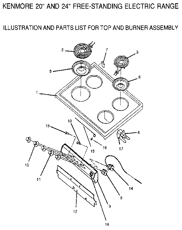 Kenmore 9609012191 main top section diagram