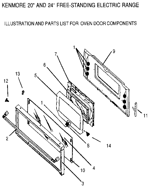 Kenmore 9609012191 oven door diagram
