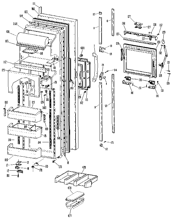 Kenmore 3639527811 fresh food door diagram