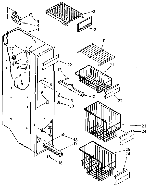 KitchenAid KSRS27QXAL01 freezer liner diagram