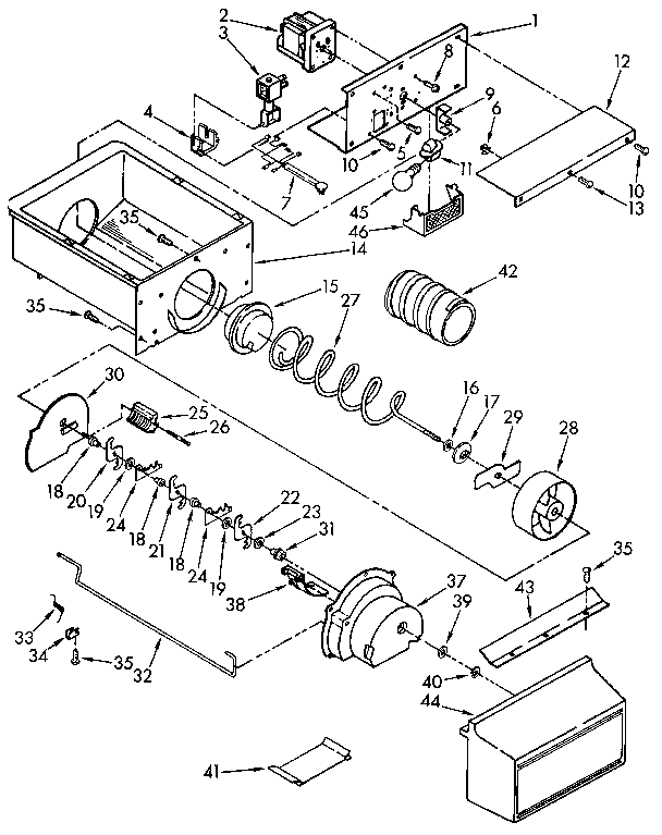 KitchenAid KSRS27QXAL01 motor and ice container diagram
