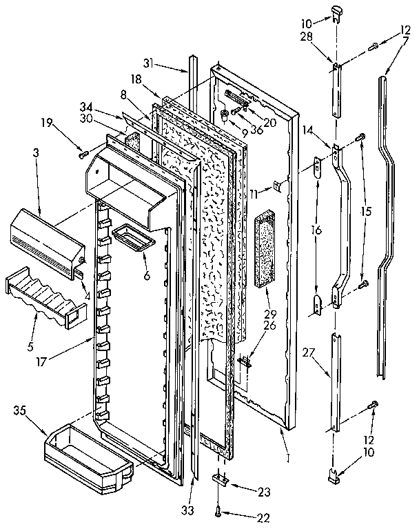 KitchenAid KSRS27QXAL01 refrigerator door diagram
