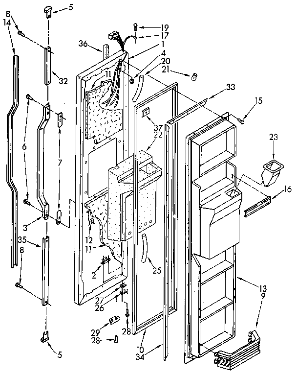 KitchenAid KSRS27QXAL01 freezer door diagram