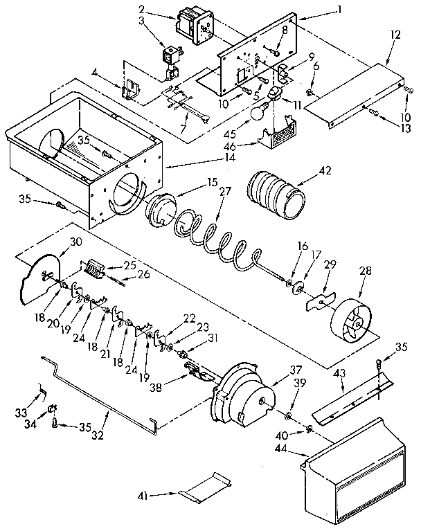 KitchenAid KSRS25QXAL11 motor and ice container diagram