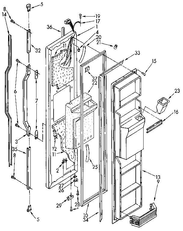 KitchenAid KSRS25QXAL11 freezer door diagram