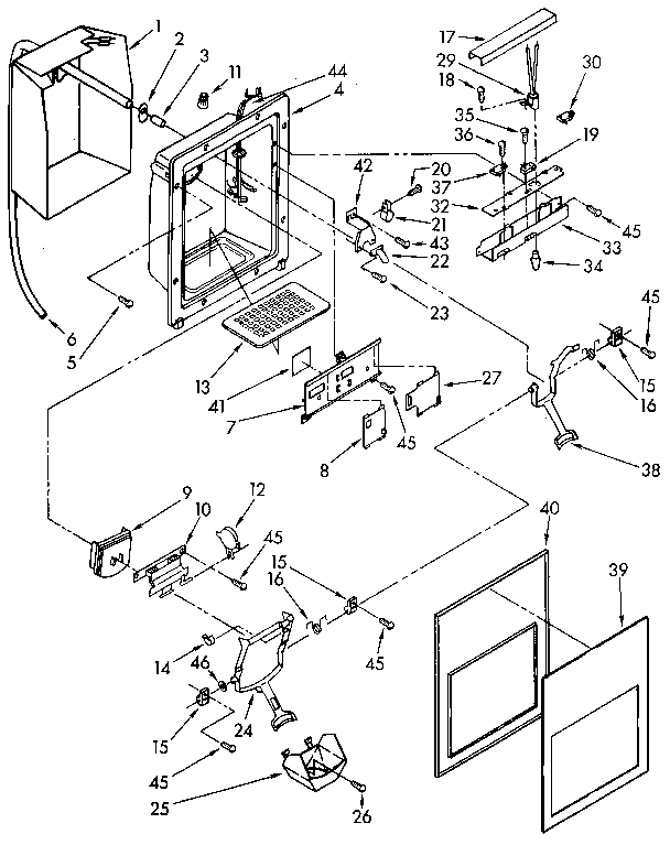 KitchenAid KSRS25QXAL11 dispenser front diagram